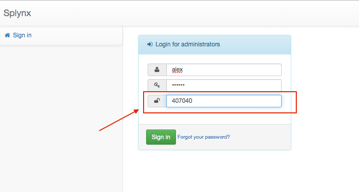 How to log in Splynx with verification code number