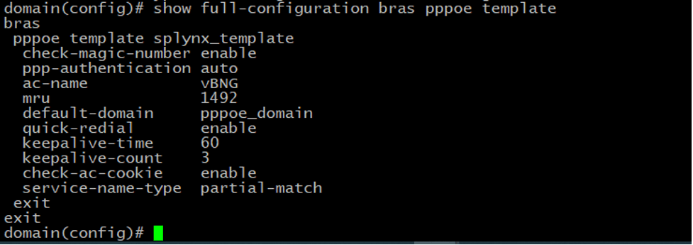 Full-configuration bras pppoe template