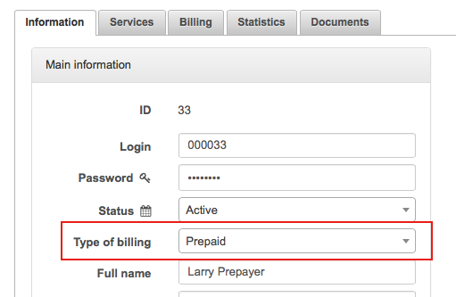 How to change the billing type of the customer in Splynx