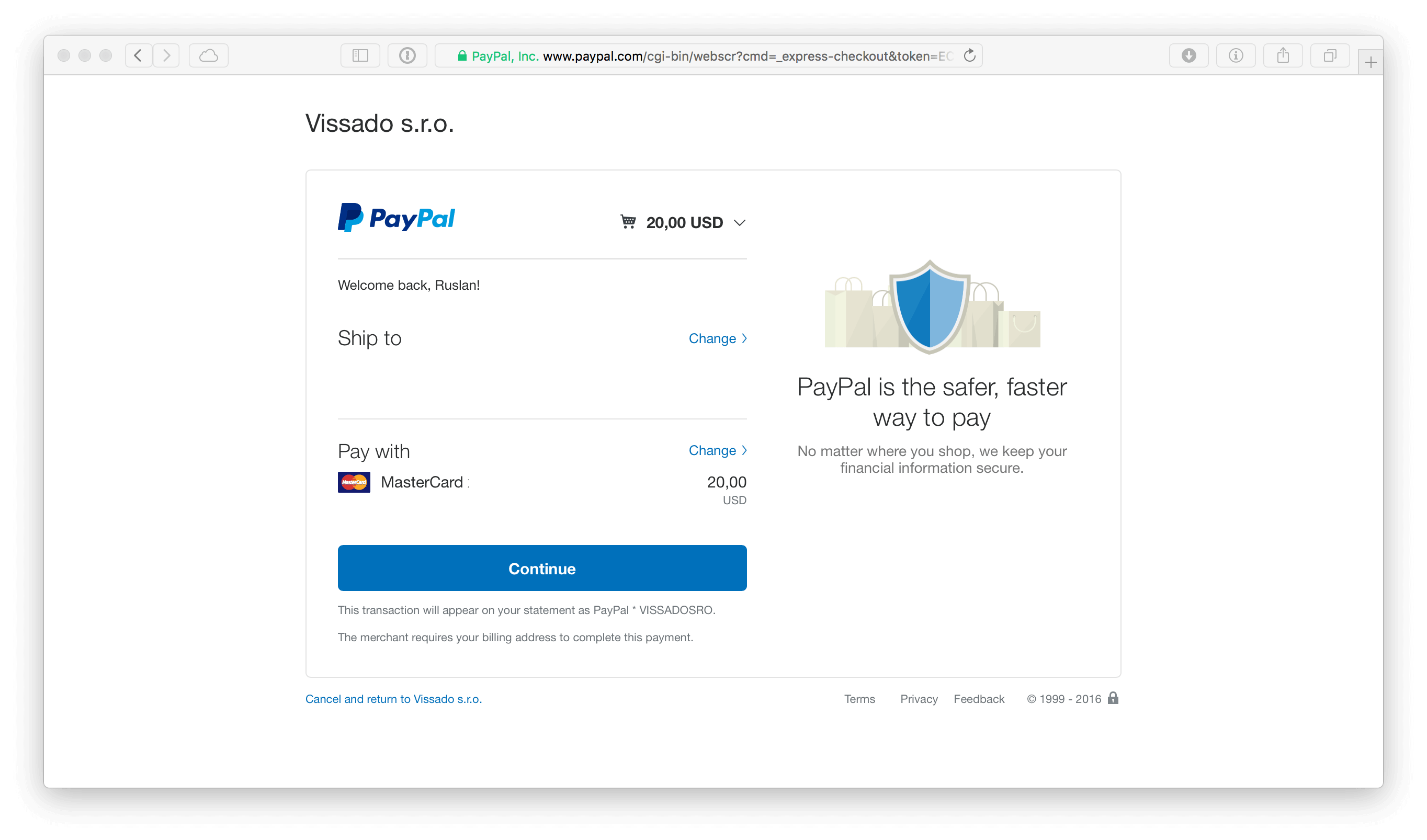 Customers can use PayPal page to make the payment